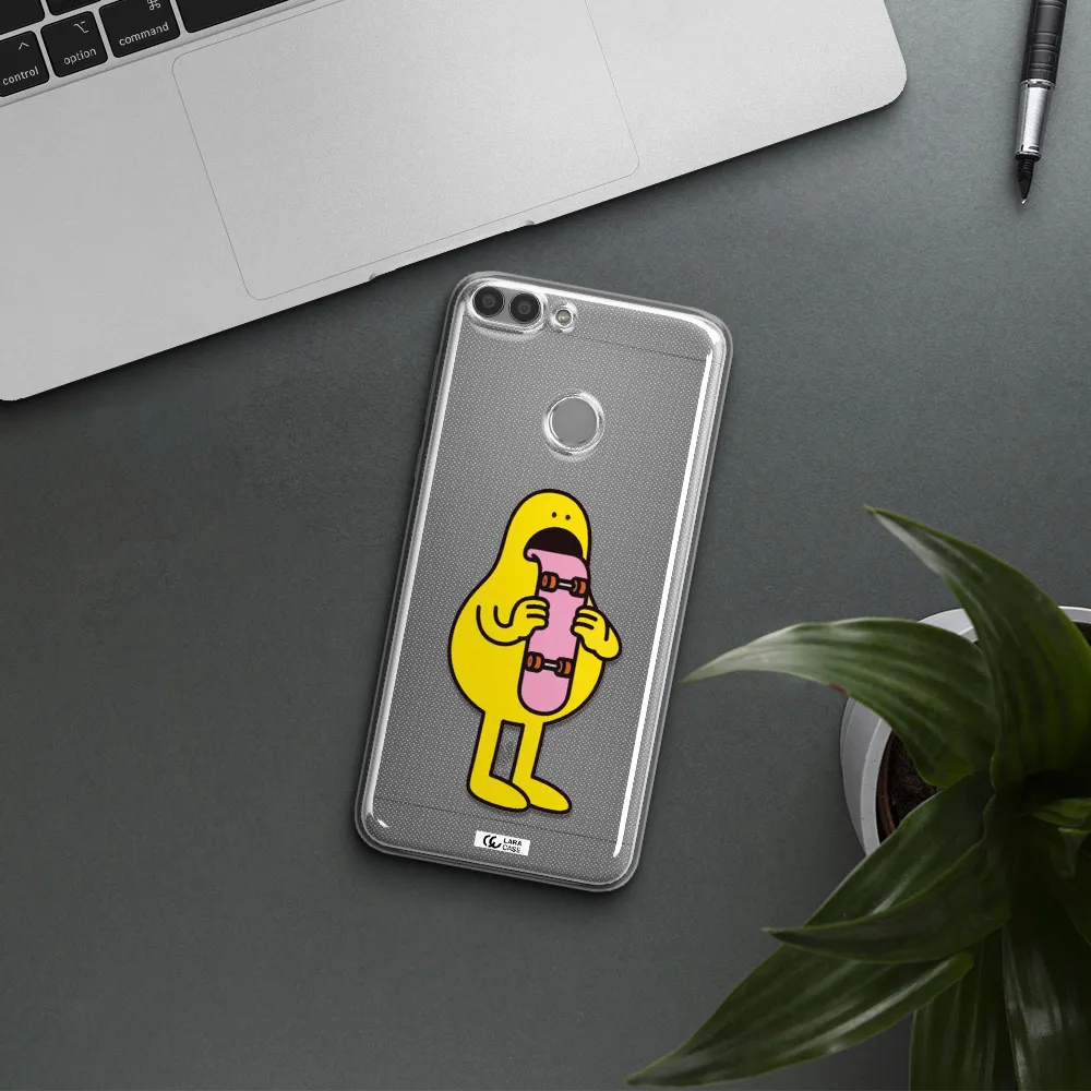 a cartoon character holding a skateboard Huawei P Smart 2017 Clear TPU Case