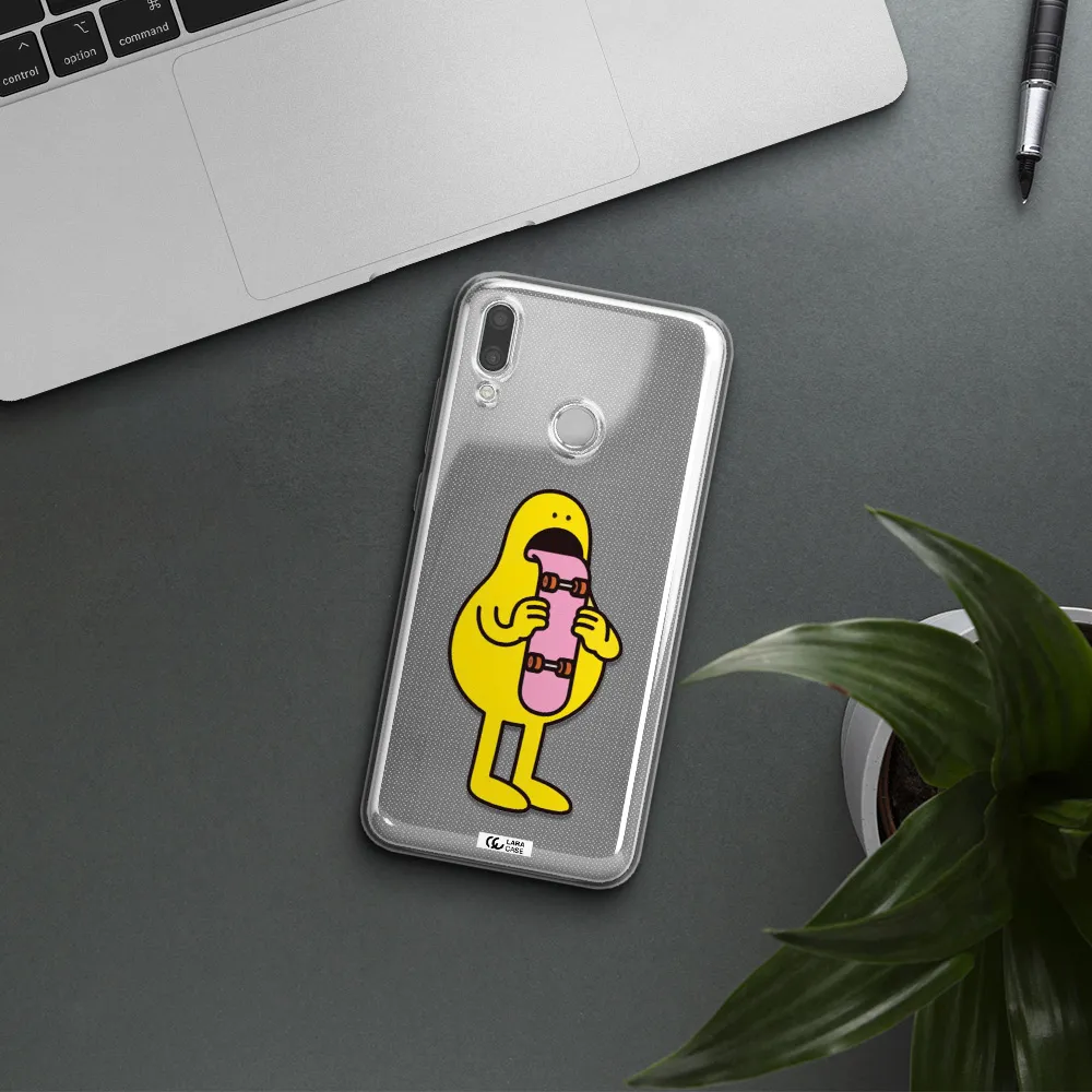 a cartoon character holding a skateboard Huawei P Smart 2019 Clear TPU Case