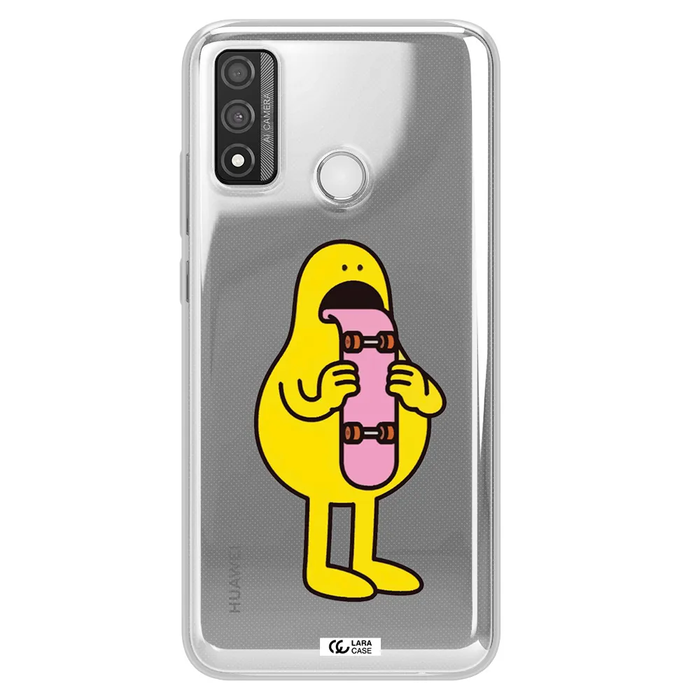 a cartoon character holding a skateboard Huawei P Smart 2020 Clear TPU Case