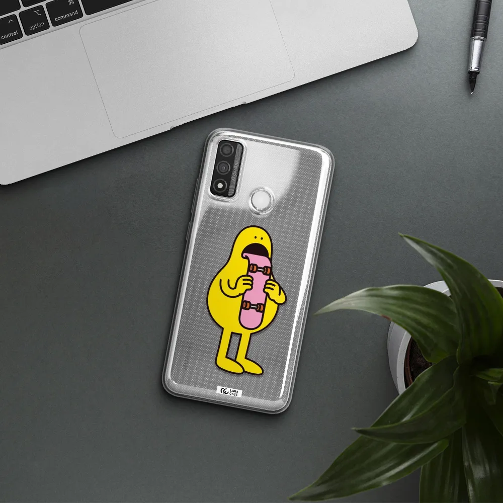 a cartoon character holding a skateboard Huawei P Smart 2020 Clear TPU Case