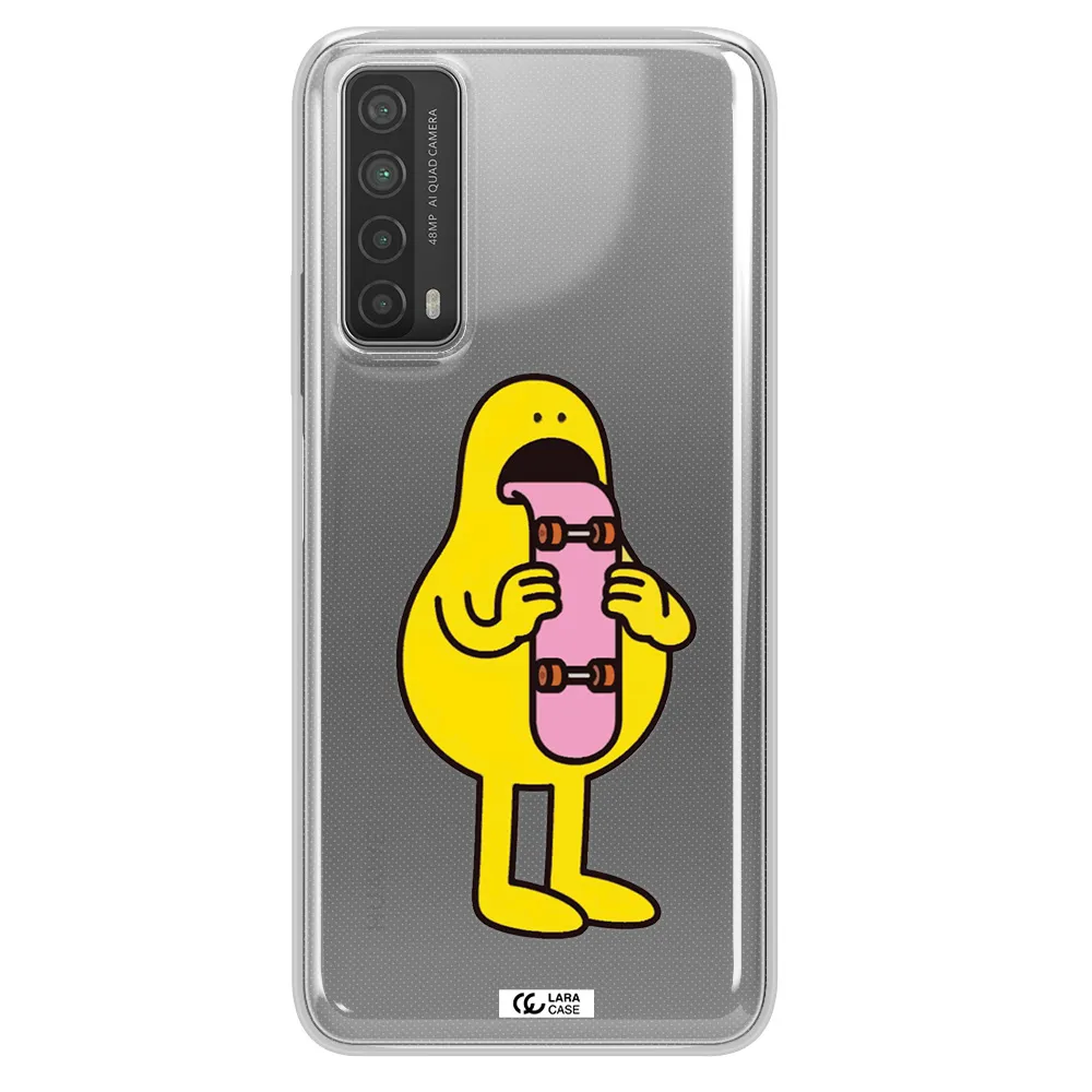 a cartoon character holding a skateboard Huawei P Smart 2021 Clear TPU Case