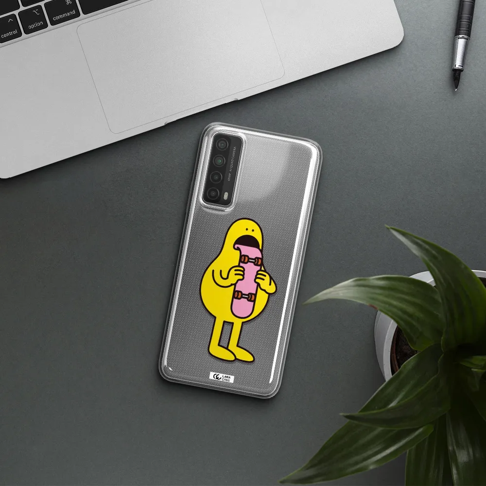 a cartoon character holding a skateboard Huawei P Smart 2021 Clear TPU Case