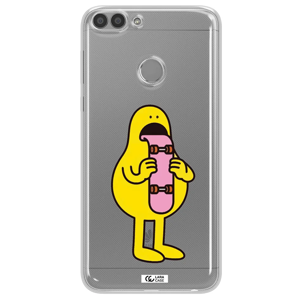 a cartoon character holding a skateboard Huawei P Smart Clear TPU Case