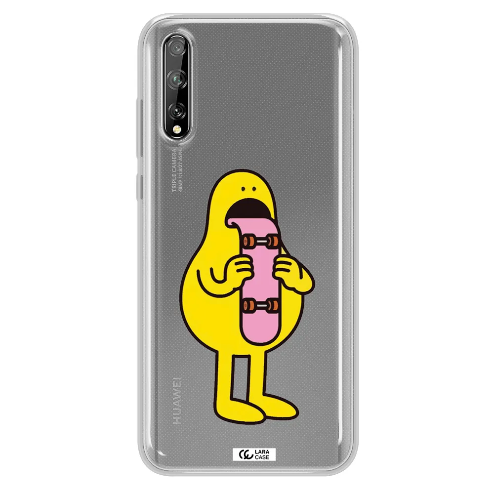 a cartoon character holding a skateboard Huawei P Smart S Clear TPU Case