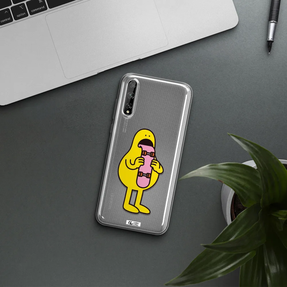 a cartoon character holding a skateboard Huawei P Smart S Clear TPU Case