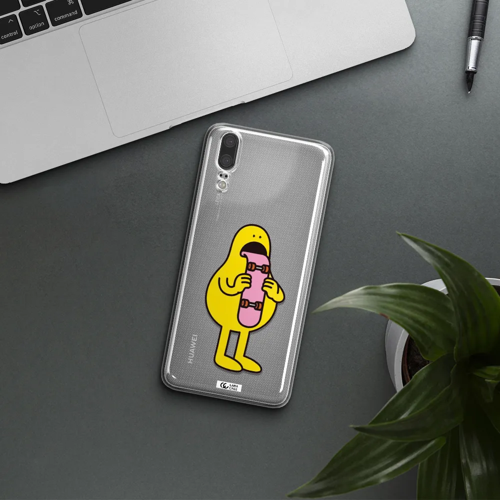 a cartoon character holding a skateboard Huawei P20 Clear TPU Case