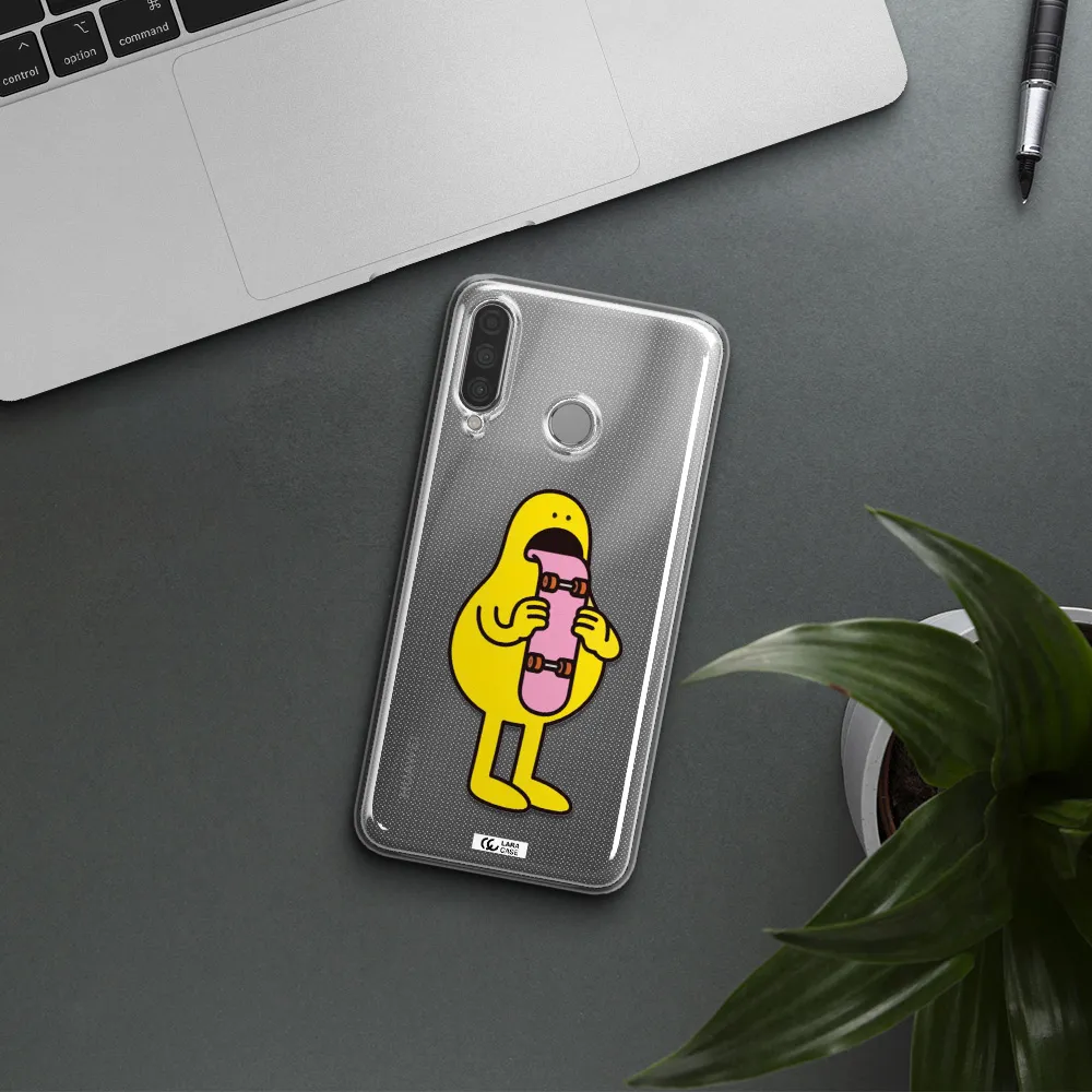 a cartoon character holding a skateboard Huawei P30 Lite Clear TPU Case