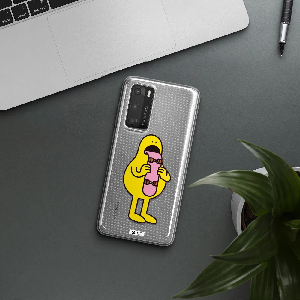 a cartoon character holding a skateboard Huawei P40 Clear TPU Case