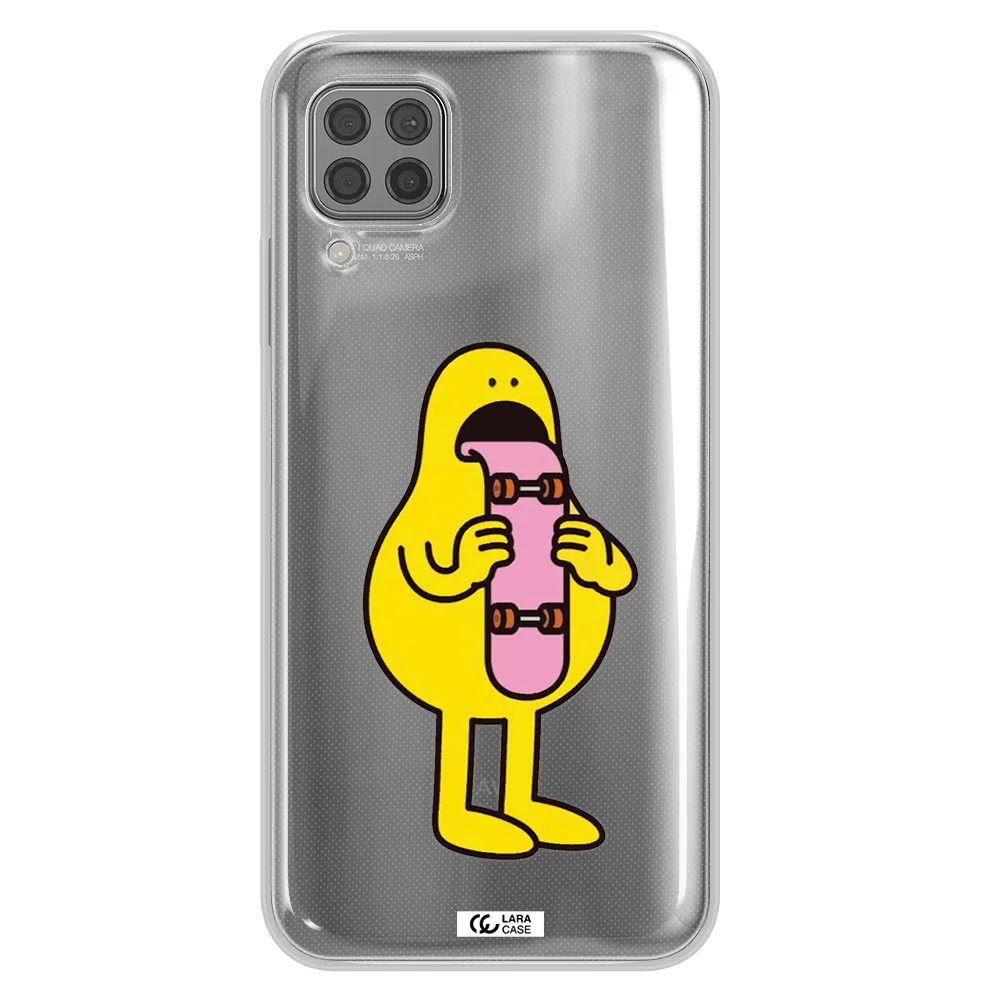 a cartoon character holding a skateboard Huawei P40 Lite Clear TPU Case