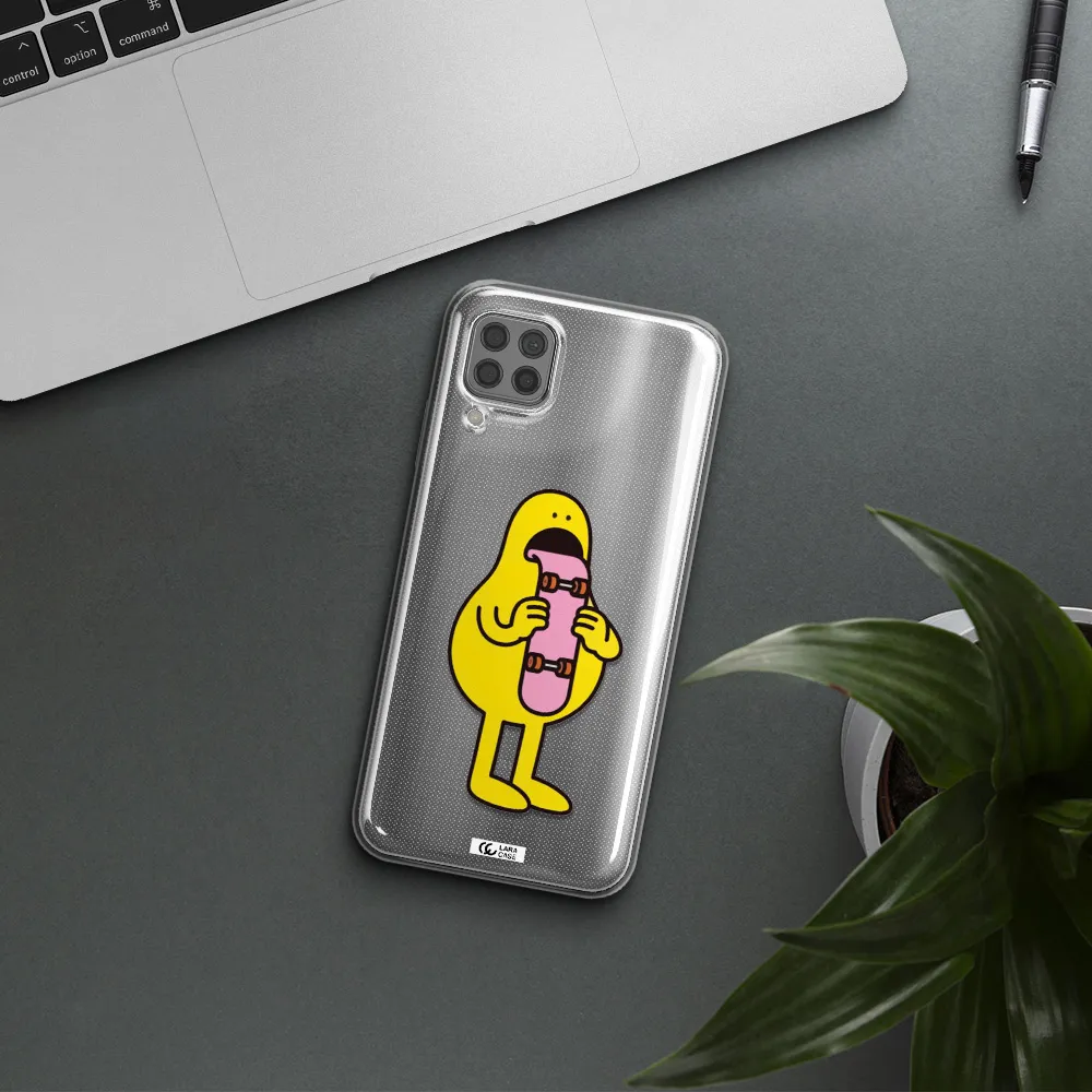 a cartoon character holding a skateboard Huawei P40 Lite Clear TPU Case