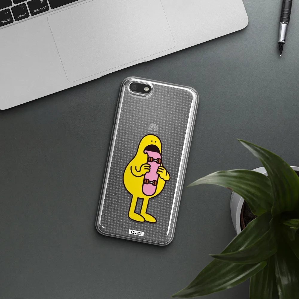 a cartoon character holding a skateboard Huawei Y5 2018 Clear TPU Case