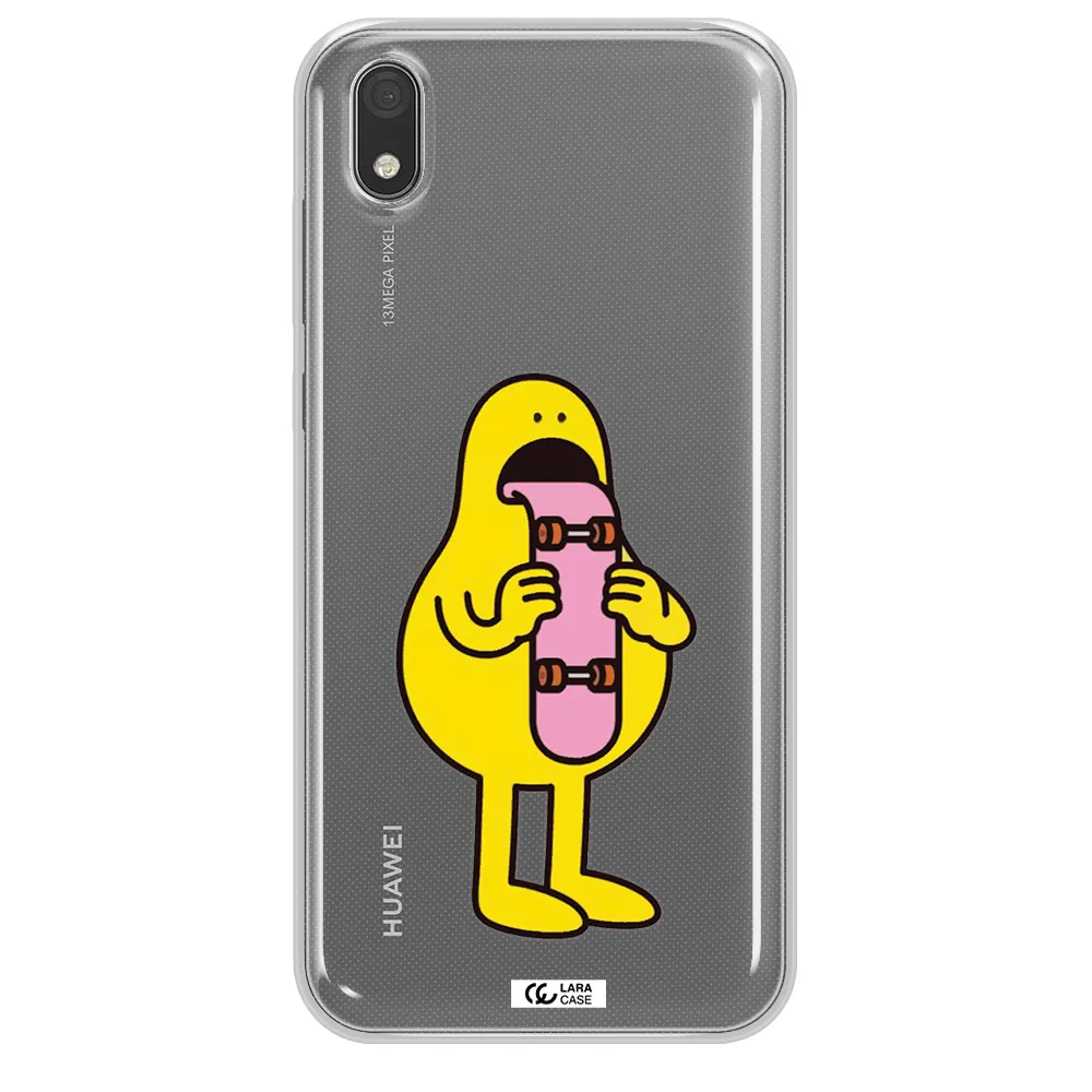 a cartoon character holding a skateboard Huawei Y5 2019 Clear TPU Case