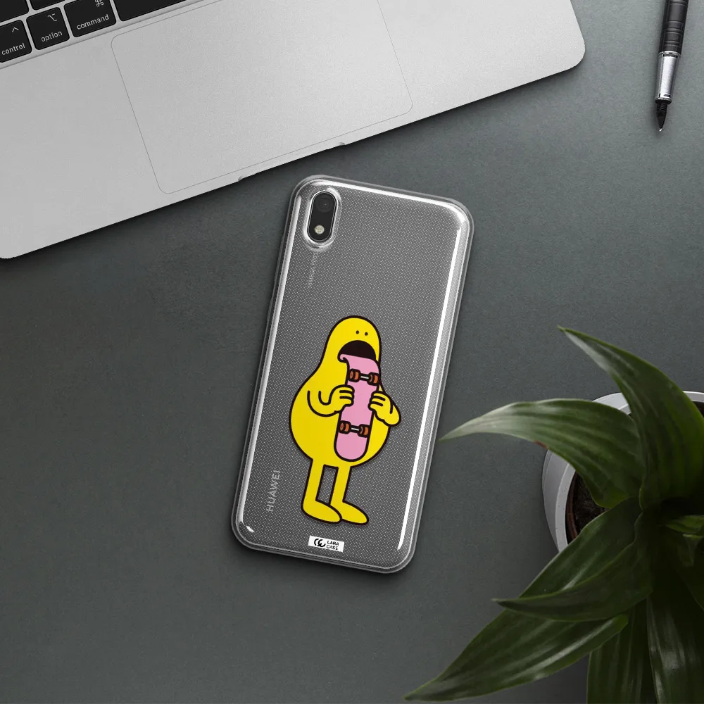 a cartoon character holding a skateboard Huawei Y5 2019 Clear TPU Case