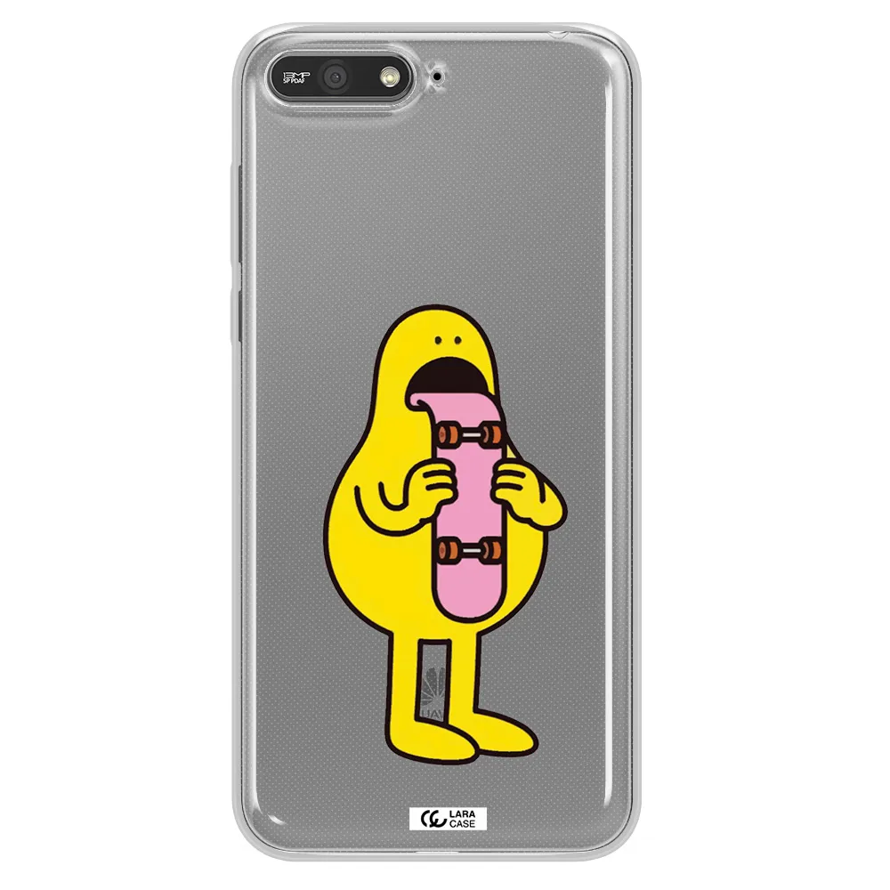 a cartoon character holding a skateboard Huawei Y6 2018 Clear TPU Case