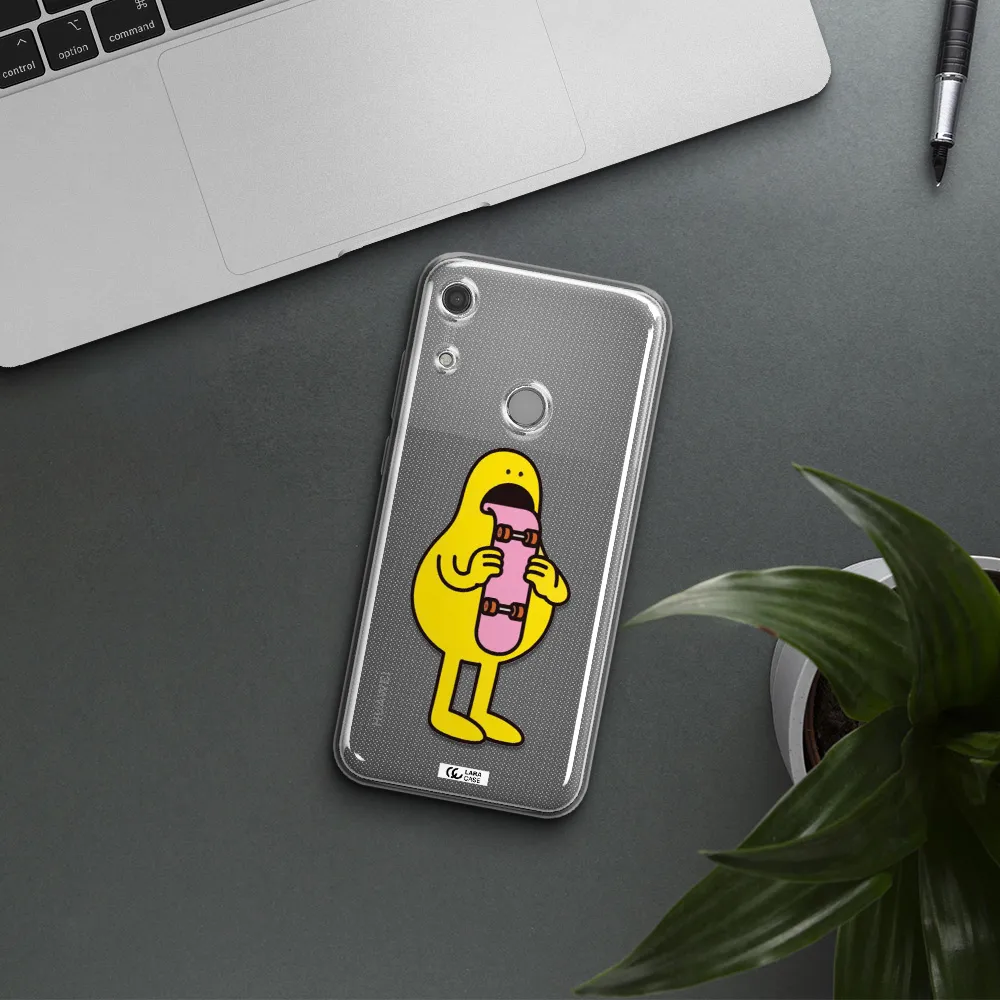 a cartoon character holding a skateboard Huawei Y6S Clear TPU Case