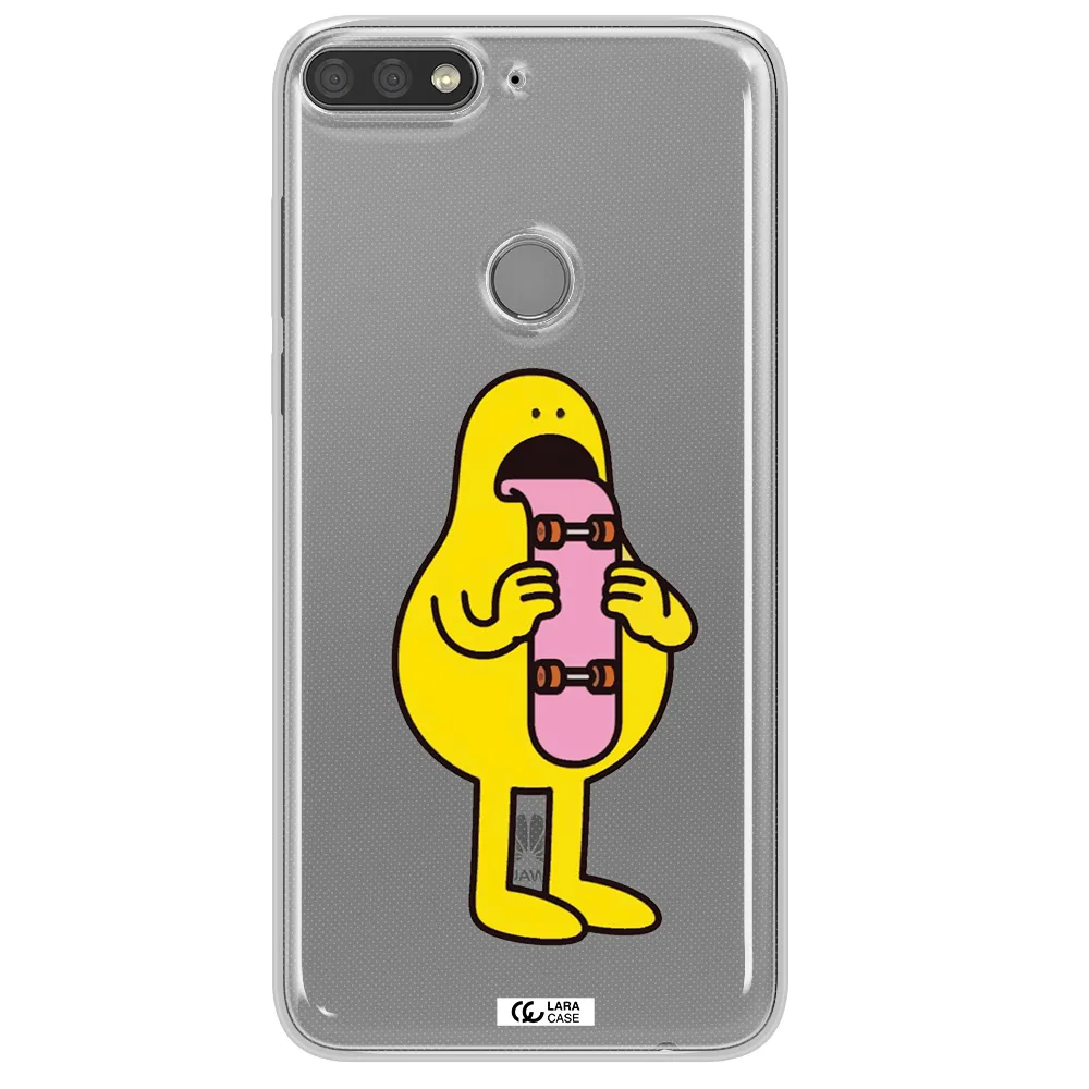a cartoon character holding a skateboard Huawei Y7 Prime 2018 Clear TPU Case