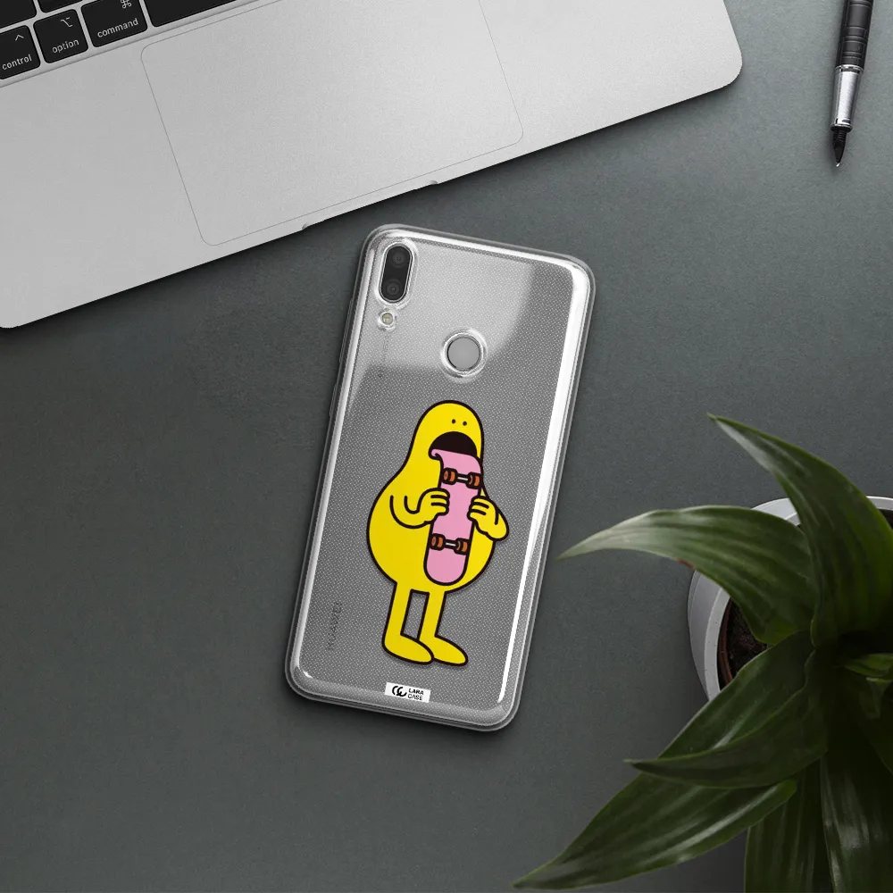 a cartoon character holding a skateboard Huawei Y9 2019 Clear TPU Case