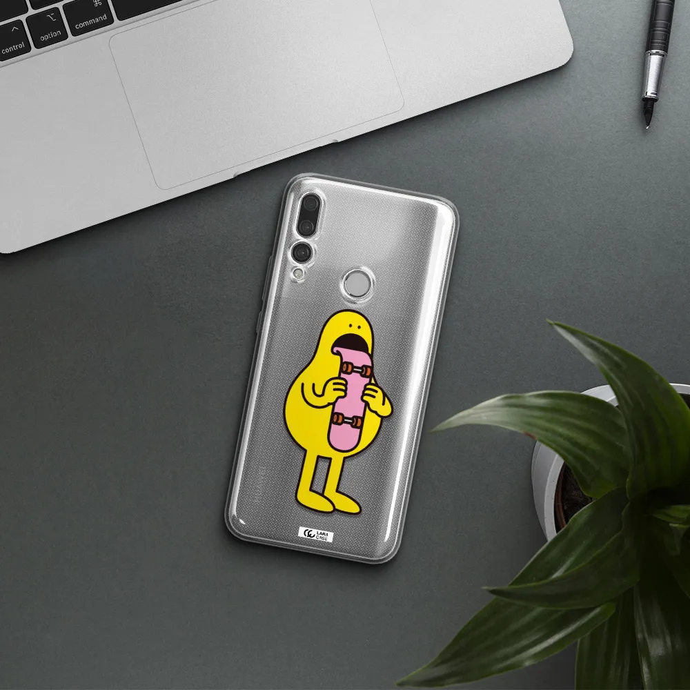 a cartoon character holding a skateboard Huawei Y9 Prime 2019 Clear TPU Case
