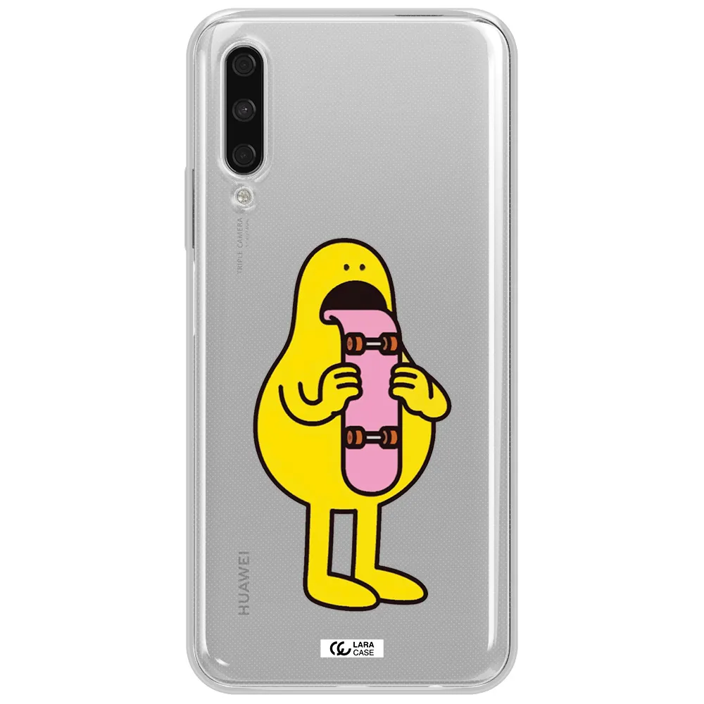 A Cartoon Character Holding A Skateboard Huawei Y9S Clear Tpu Case
