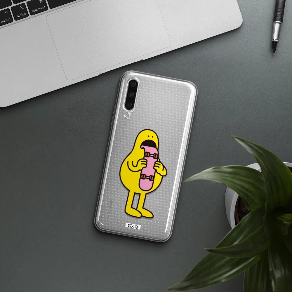 A Cartoon Character Holding A Skateboard Huawei Y9S Clear Tpu Case