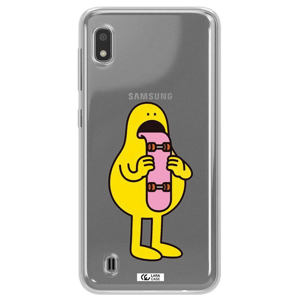 a cartoon character holding a skateboard Samsung A10 Clear TPU Case