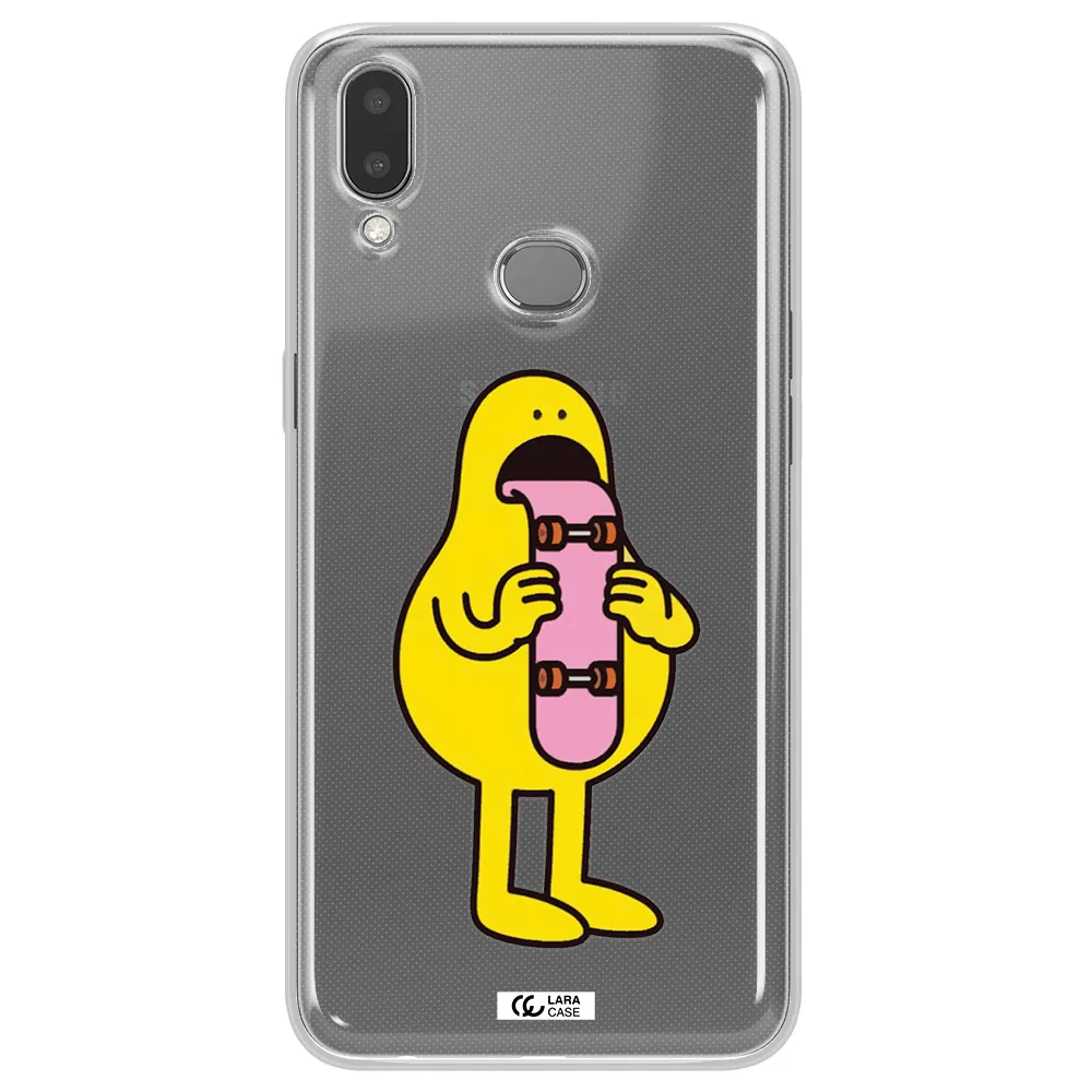 a cartoon character holding a skateboard Samsung A10S Clear TPU Case