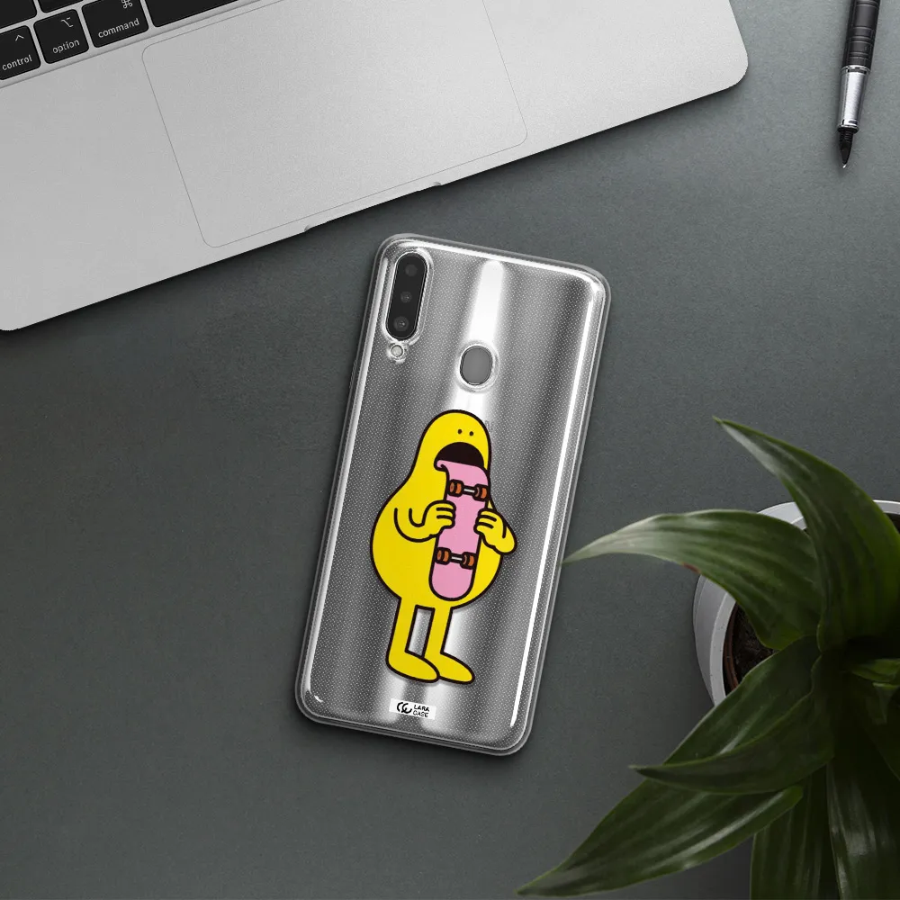 a cartoon character holding a skateboard Samsung A20S Clear TPU Case