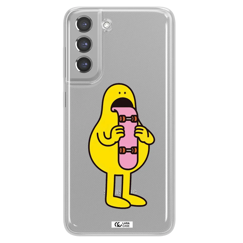 a cartoon character holding a skateboard Samsung A21 Fe Clear TPU Case