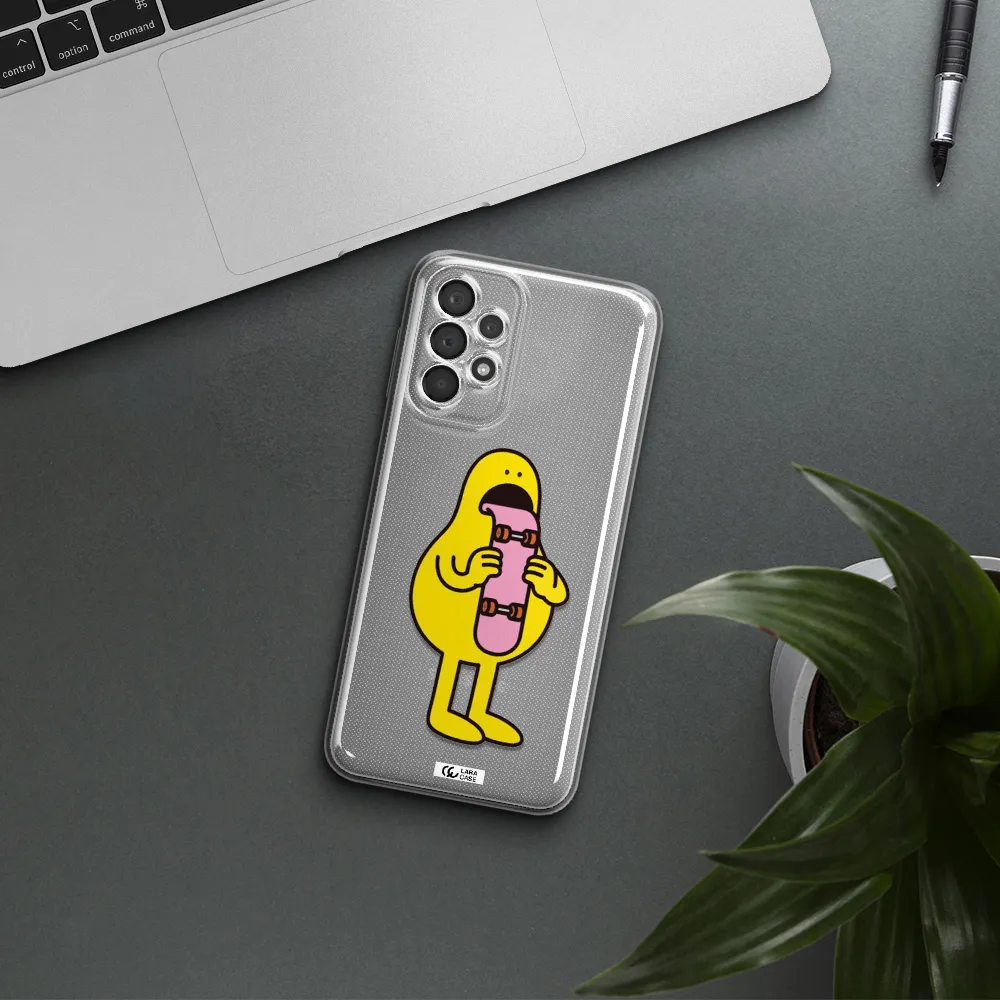 A Cartoon Character Holding A Skateboard Samsung A23 5G Clear Tpu Case