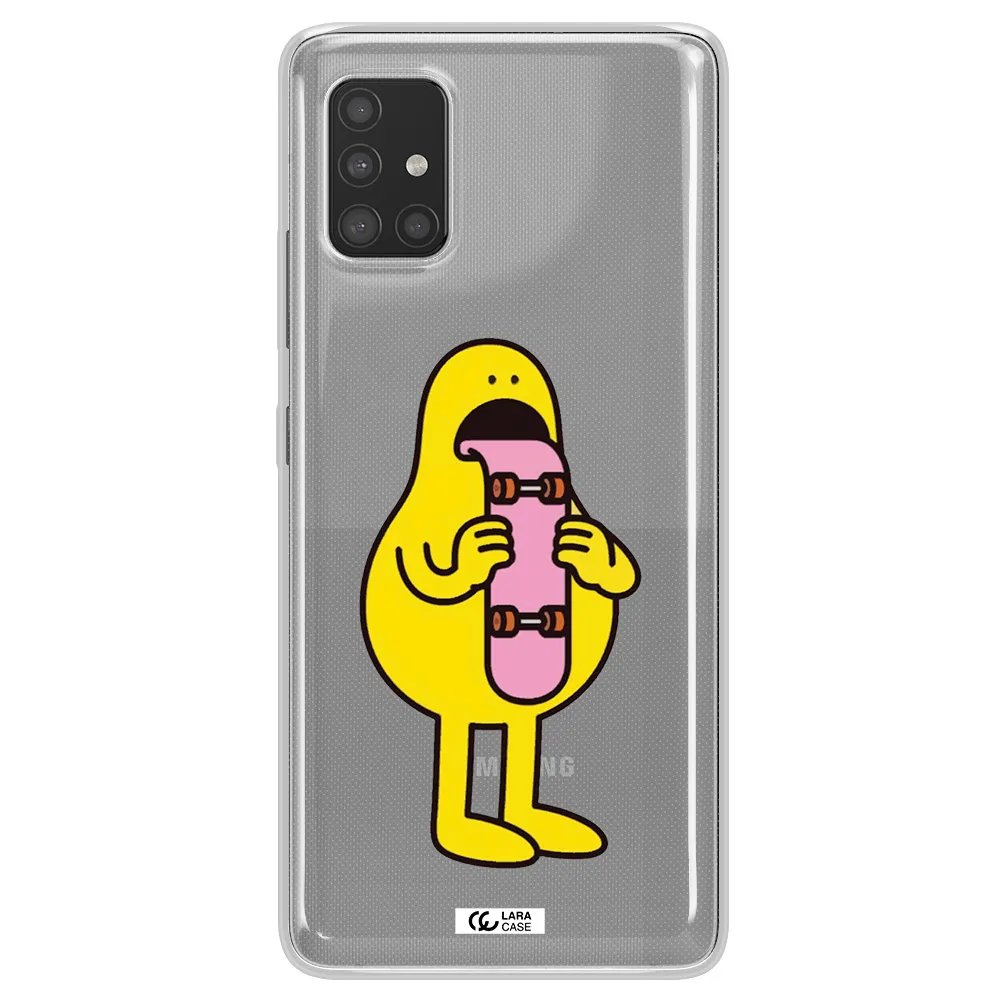 a cartoon character holding a skateboard Samsung A51 Clear TPU Case