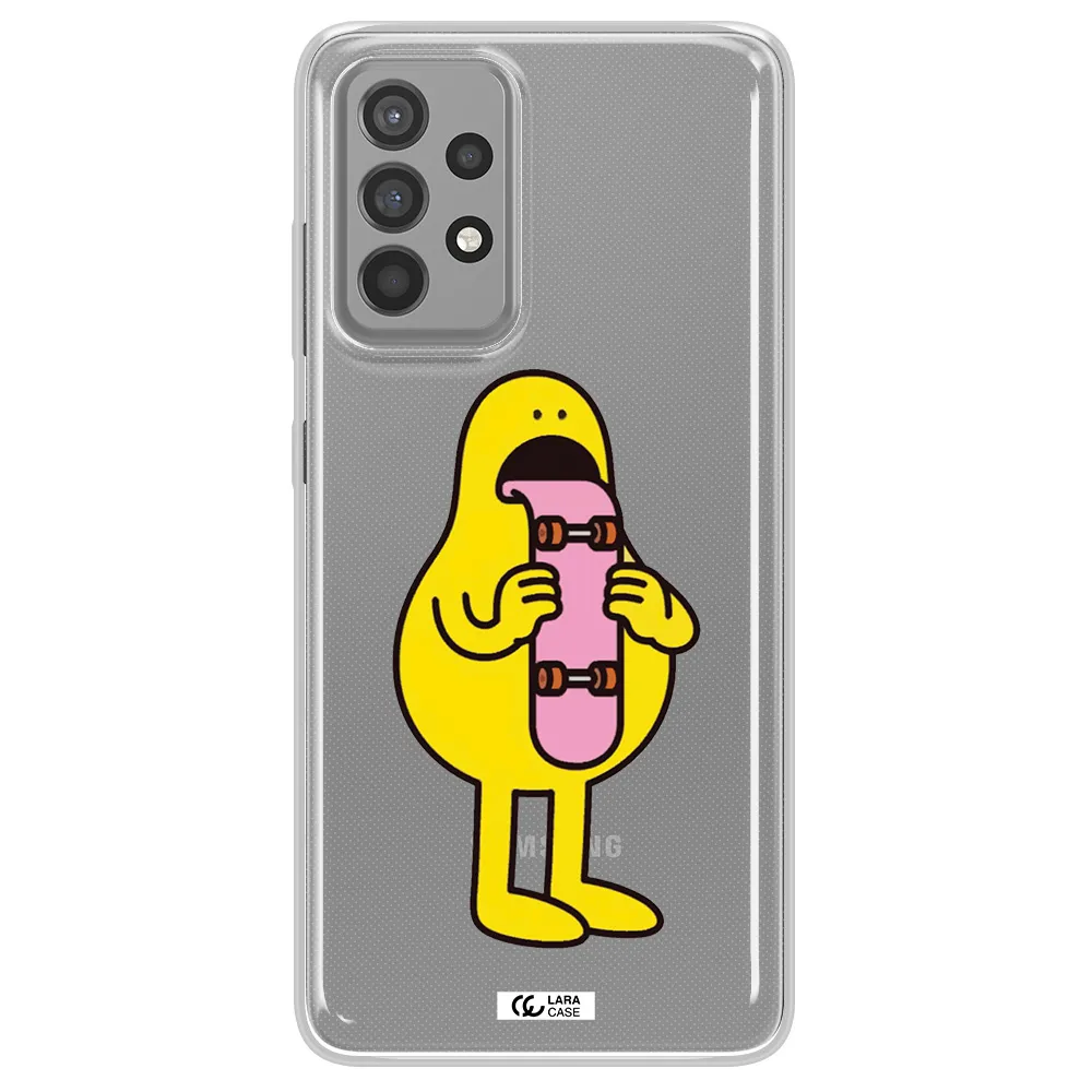 a cartoon character holding a skateboard Samsung A52 Clear TPU Case