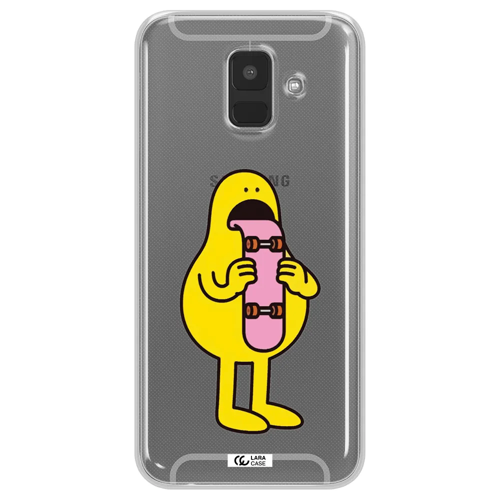 a cartoon character holding a skateboard Samsung A6 Clear TPU Case