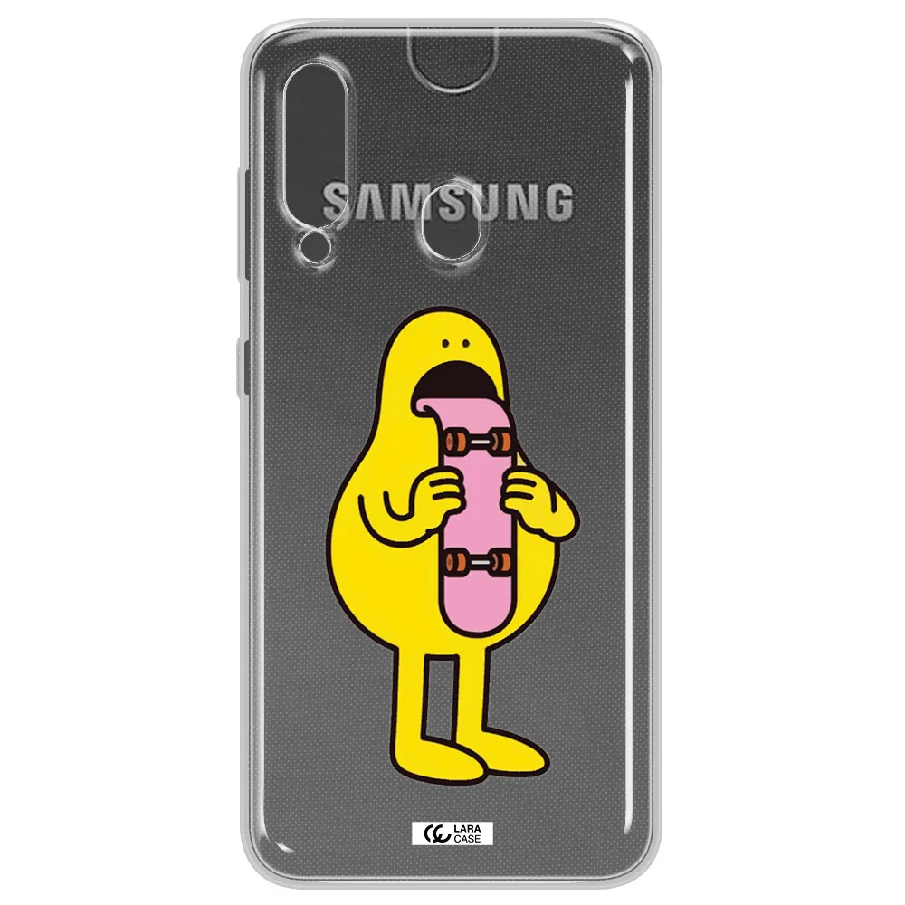 a cartoon character holding a skateboard Samsung A60 Clear TPU Case
