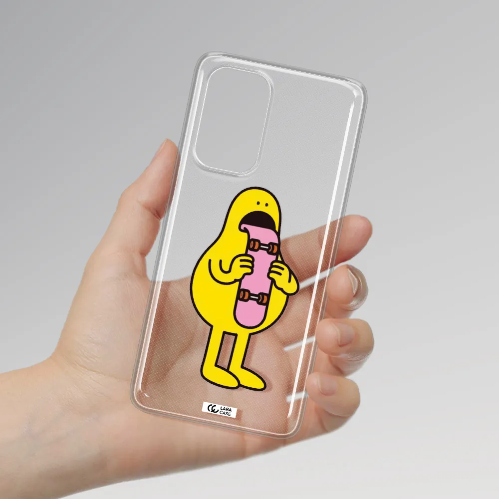 a cartoon character holding a skateboard Samsung A73 Clear TPU Case