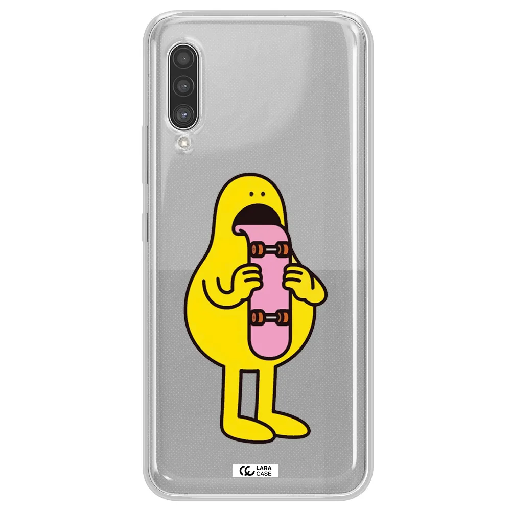 a cartoon character holding a skateboard Samsung A90 Clear TPU Case