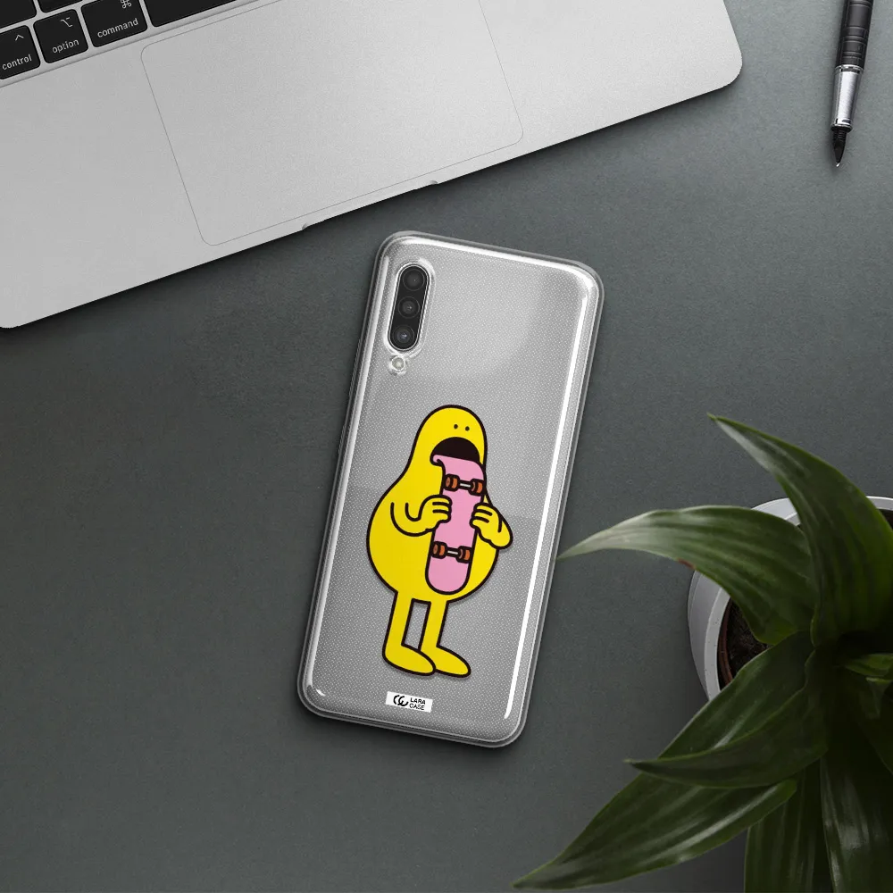 a cartoon character holding a skateboard Samsung A90 Clear TPU Case