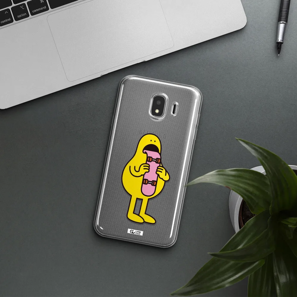 a cartoon character holding a skateboard Samsung J4 Clear TPU Case