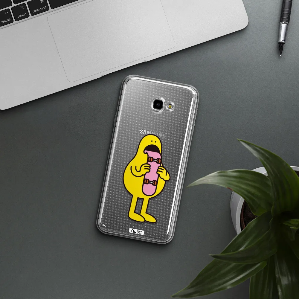 a cartoon character holding a skateboard Samsung J4 Plus Clear TPU Case