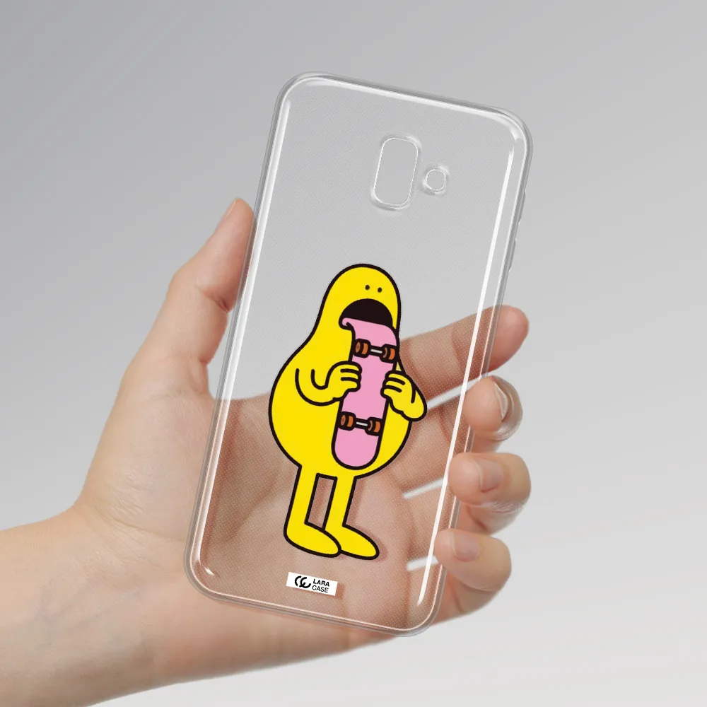 a cartoon character holding a skateboard Samsung J6 Plus Clear TPU Case