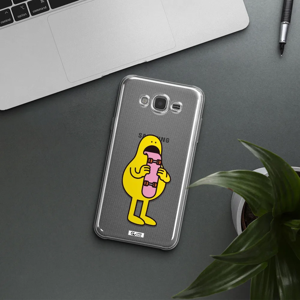 a cartoon character holding a skateboard Samsung J7 Clear TPU Case