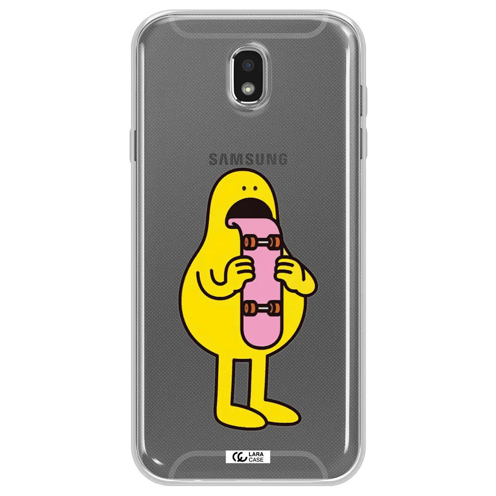 a cartoon character holding a skateboard Samsung J7 Pro Clear TPU Case