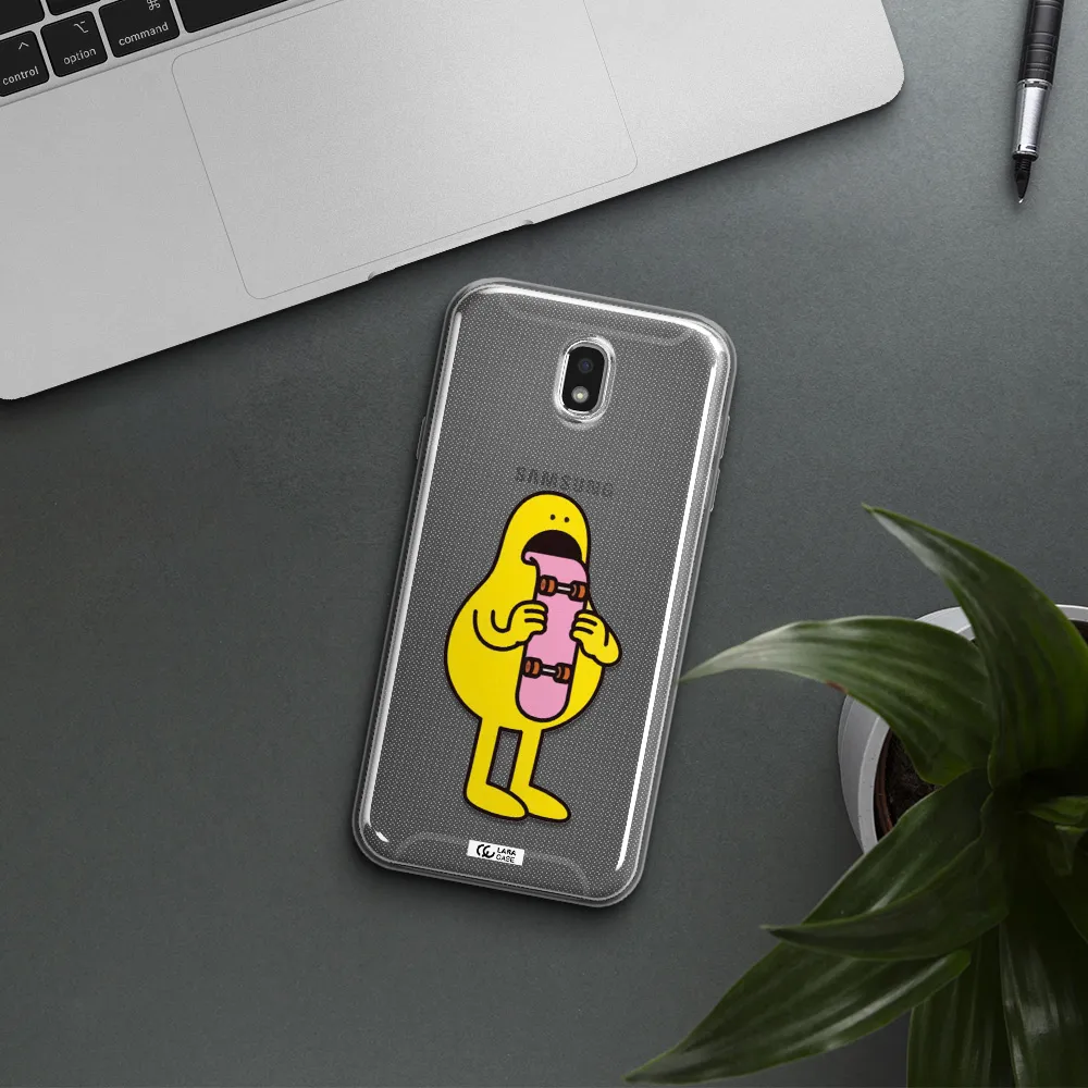 a cartoon character holding a skateboard Samsung J7 Pro Clear TPU Case