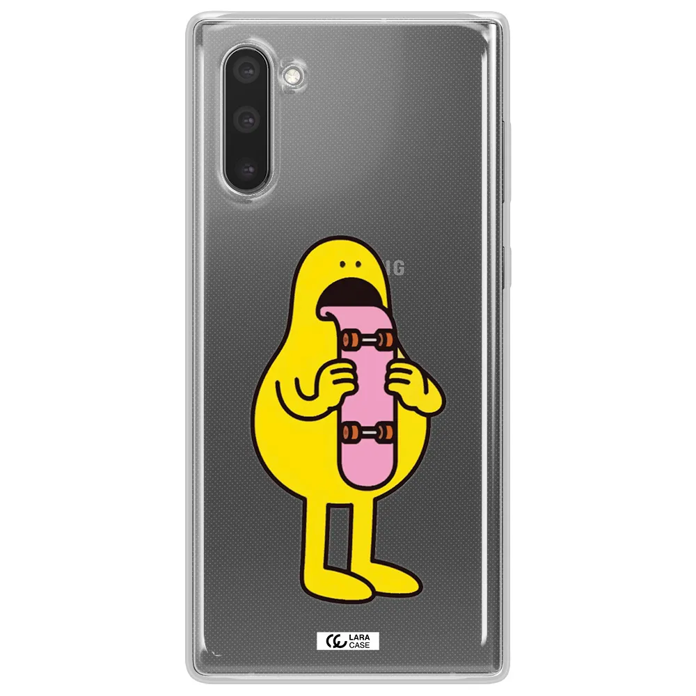 a cartoon character holding a skateboard Samsung Note 10 Clear TPU Case