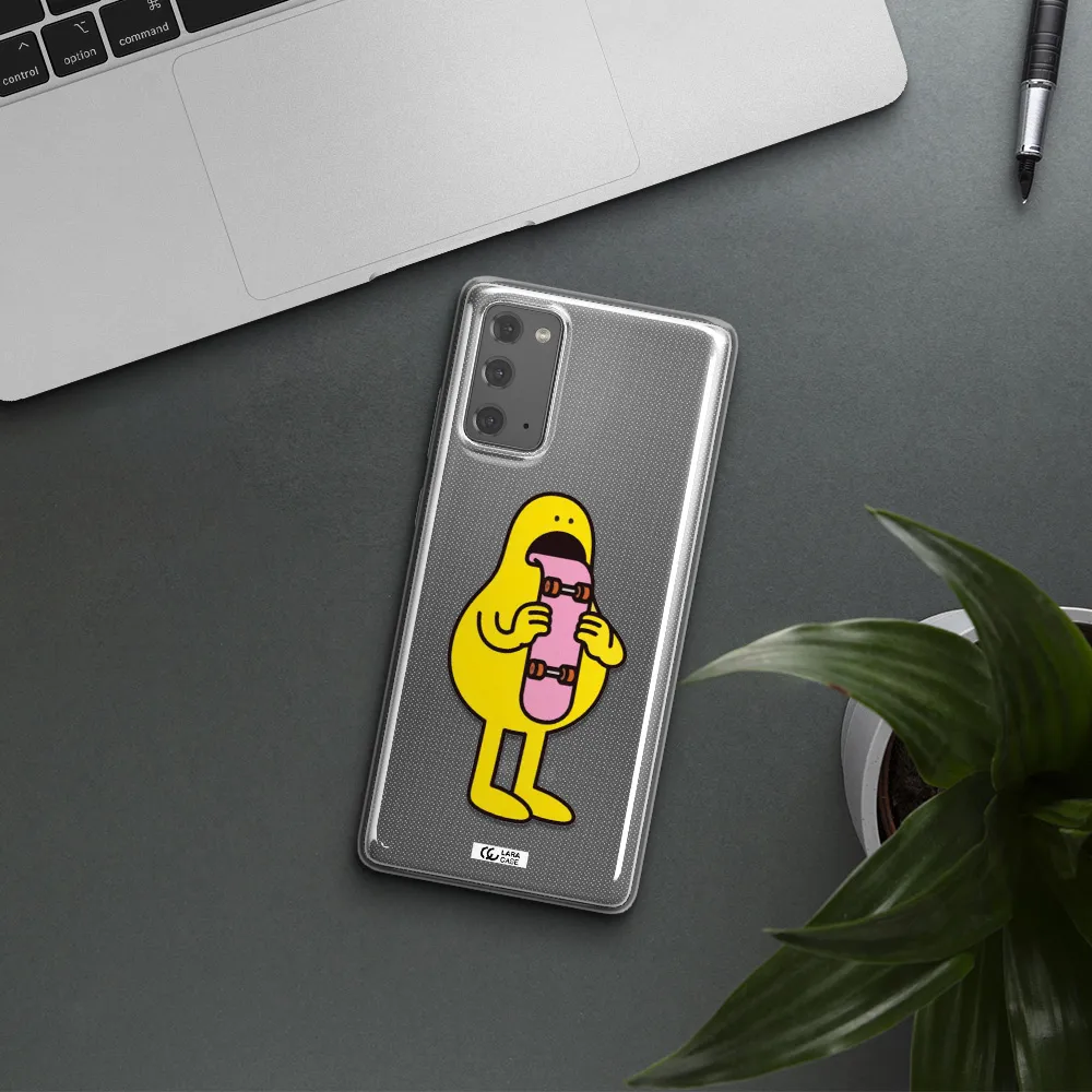 a cartoon character holding a skateboard Samsung Note 20 Clear TPU Case