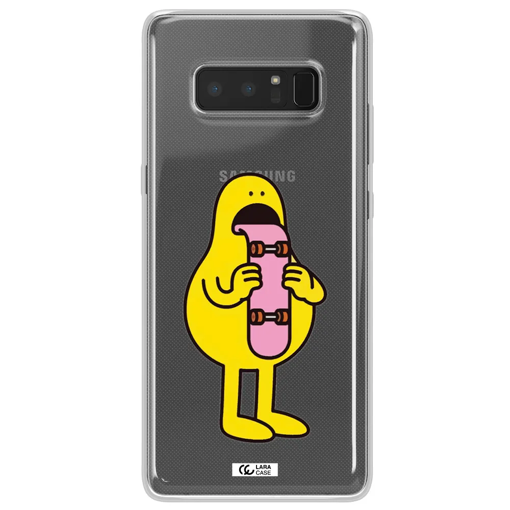 a cartoon character holding a skateboard Samsung Note 8 Clear TPU Case