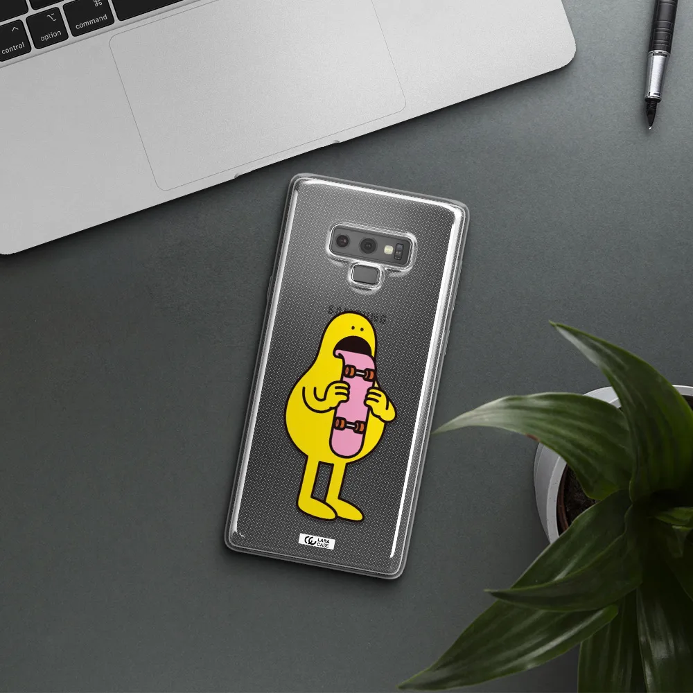 a cartoon character holding a skateboard Samsung Note 9 Clear TPU Case