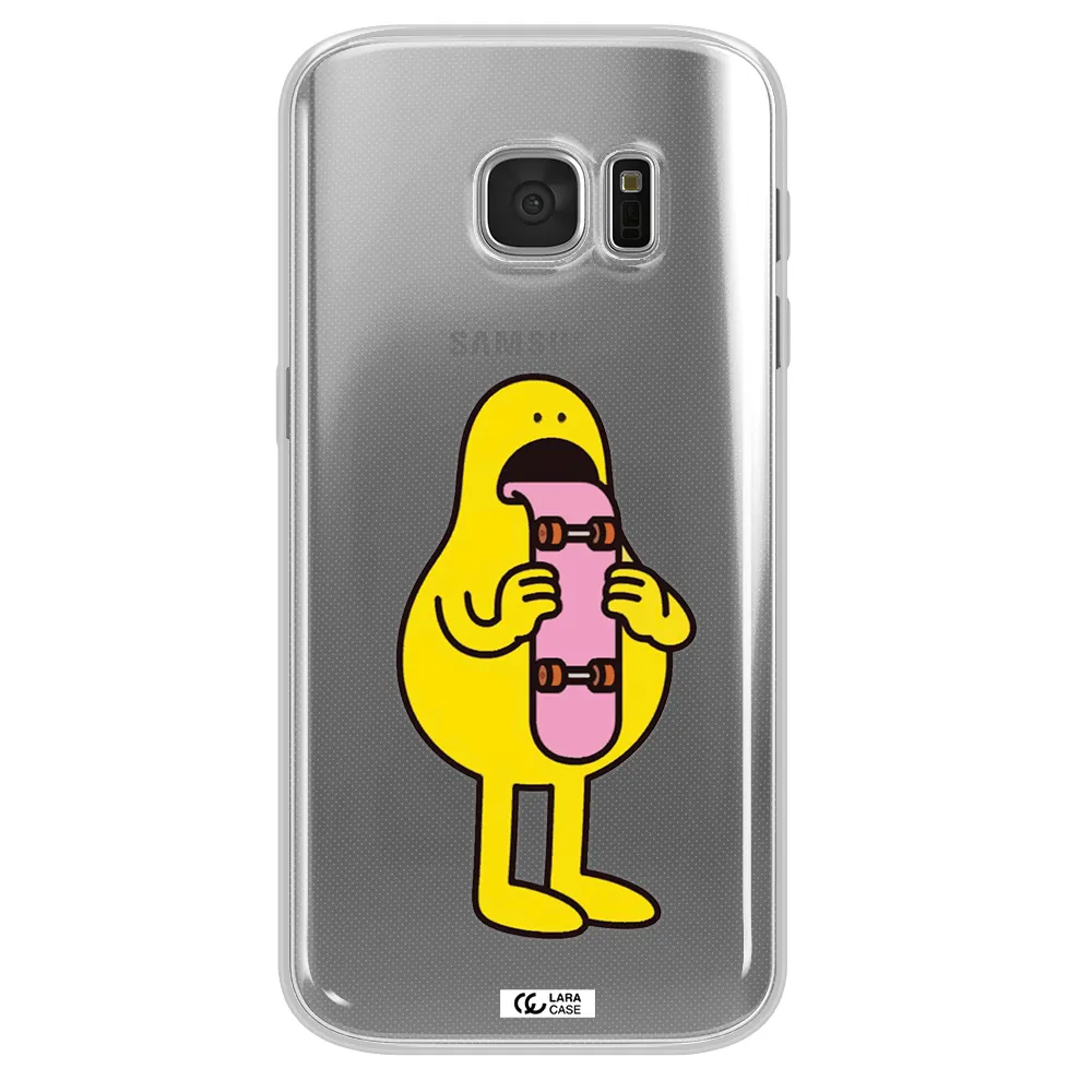 a cartoon character holding a skateboard Samsung S 7 Clear TPU Case