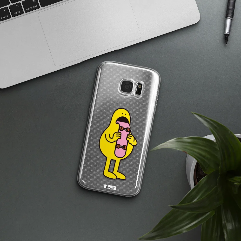 a cartoon character holding a skateboard Samsung S 7 Clear TPU Case