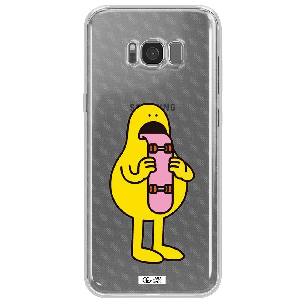 a cartoon character holding a skateboard Samsung S8 Plus Clear TPU Case
