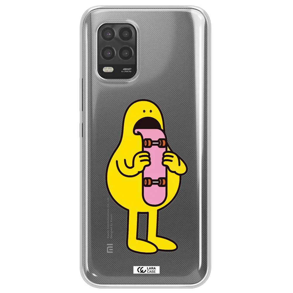 a cartoon character holding a skateboard Xiaomi Mi 10 Lite Clear TPU Case